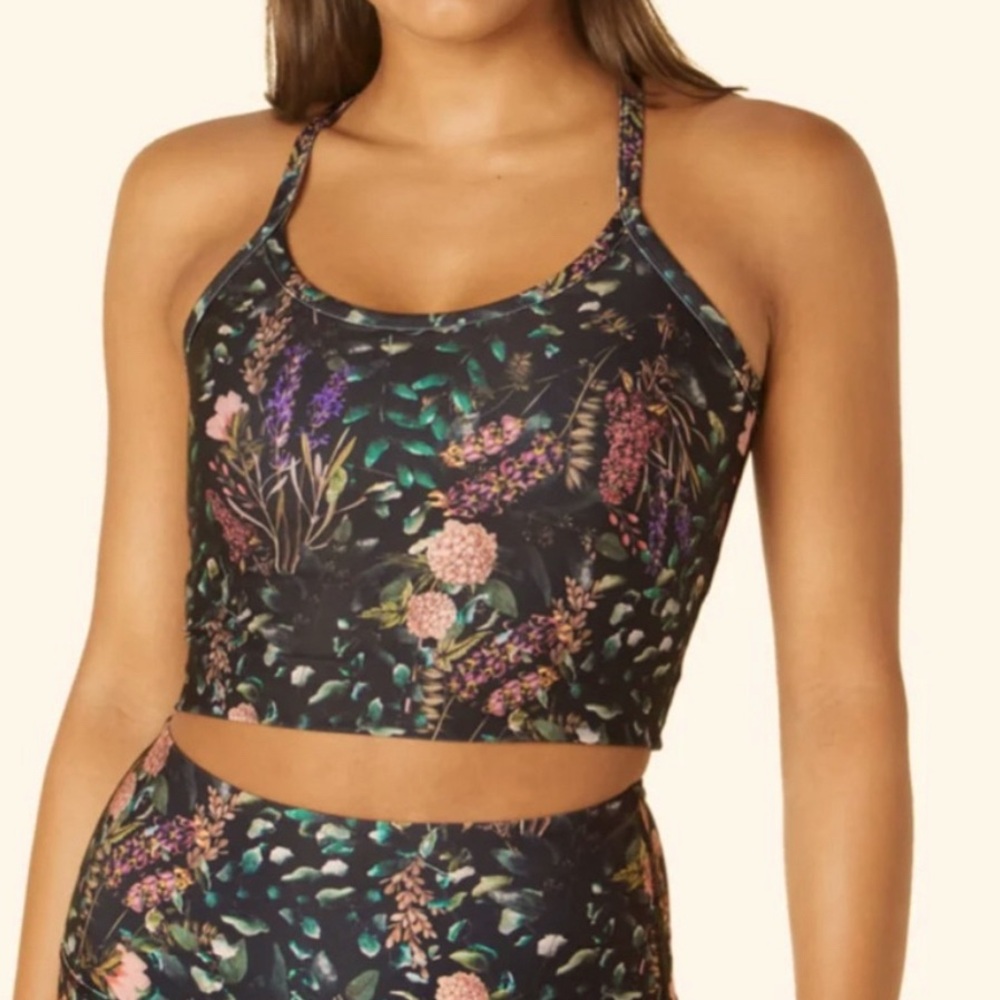 Beyond Yoga Slim Racerback Tank Floral Print Sz Medium